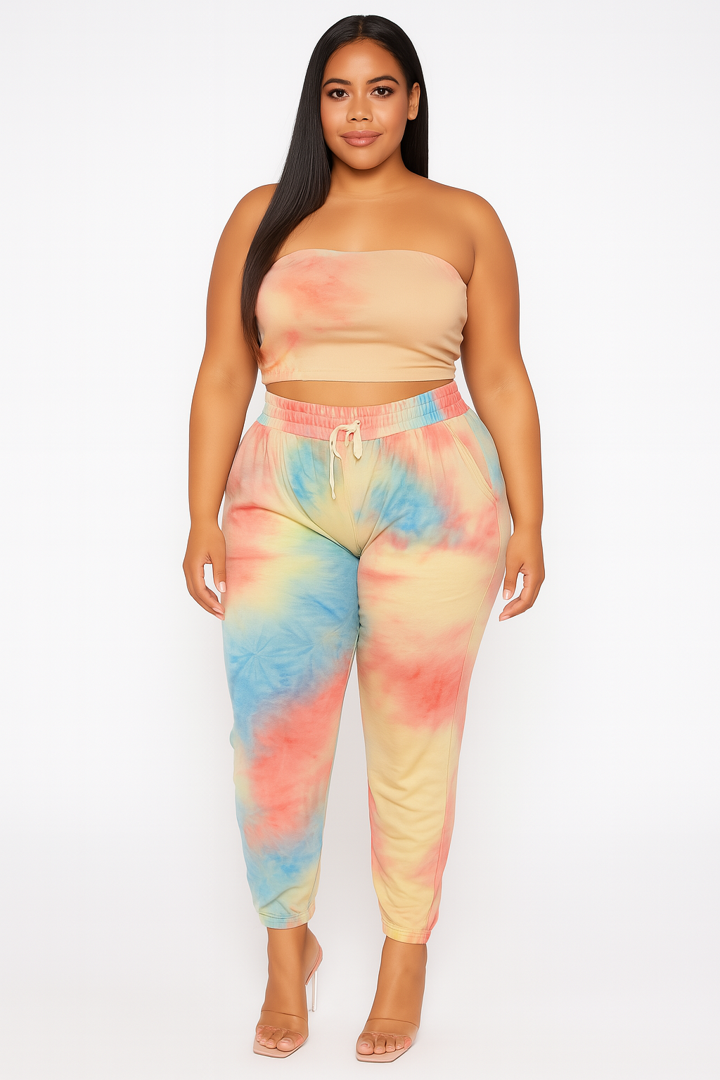 Plus Size 2 Piece  Tie Dye Top & Jogger Set