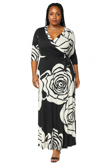 Black and White Flower Maxi