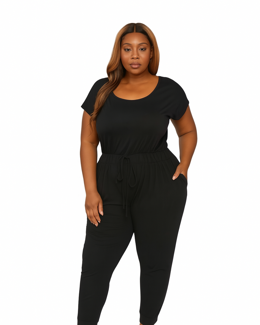 Plus Size Drawstring Waist Jumpsuit