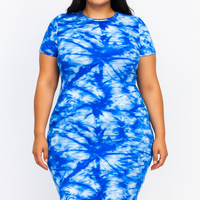 Plus Size Tie Dyed Ruched Dress