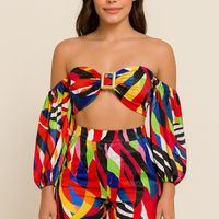 Two Piece Puff Sleeve Short Set