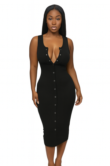 Sleeveless Button Down Midi Dress