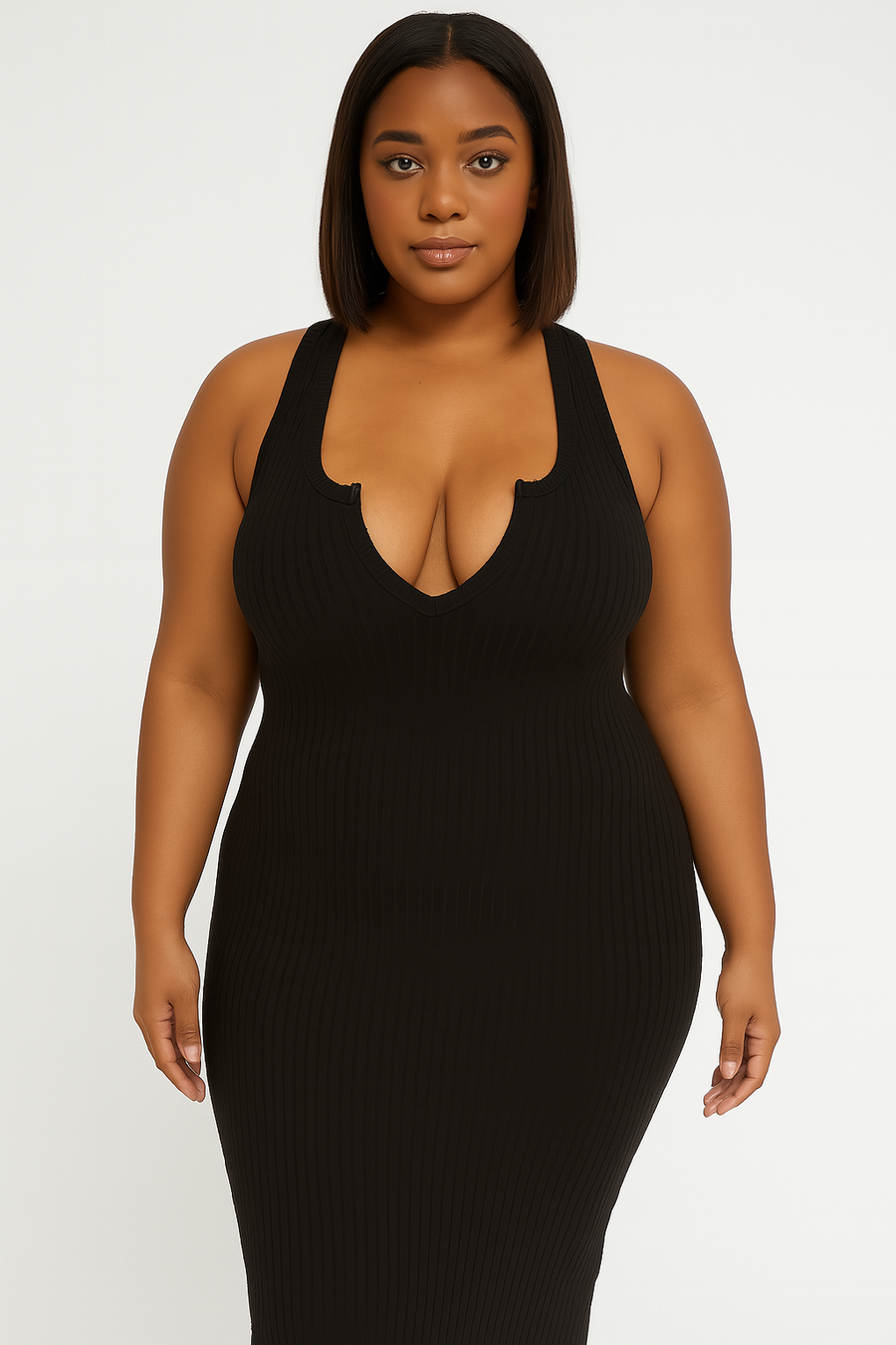 Sleeveless Front Slit Midi Dress