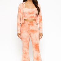 3 Piece Solid Rib Cami Top & Jacket Set