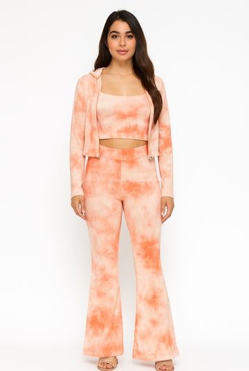 3 Piece Solid Rib Cami Top & Jacket Set