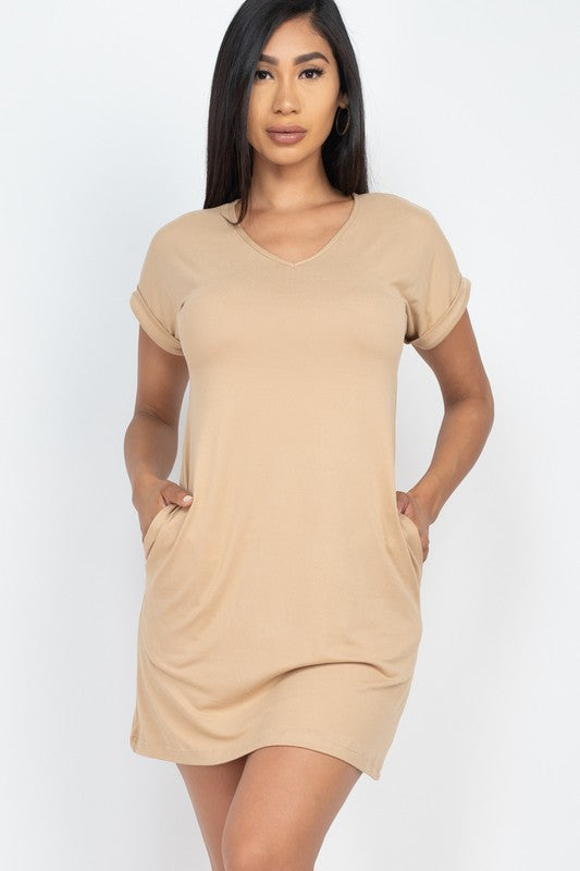 Short Pocket Tee Shirt Dress