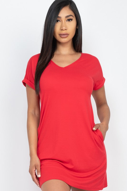 Short Pocket Tee Shirt Dress