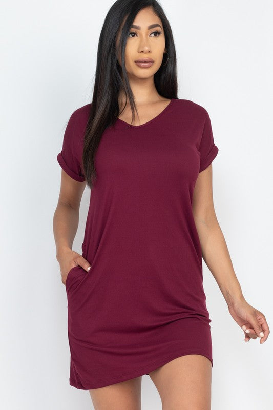 Short Pocket Tee Shirt Dress