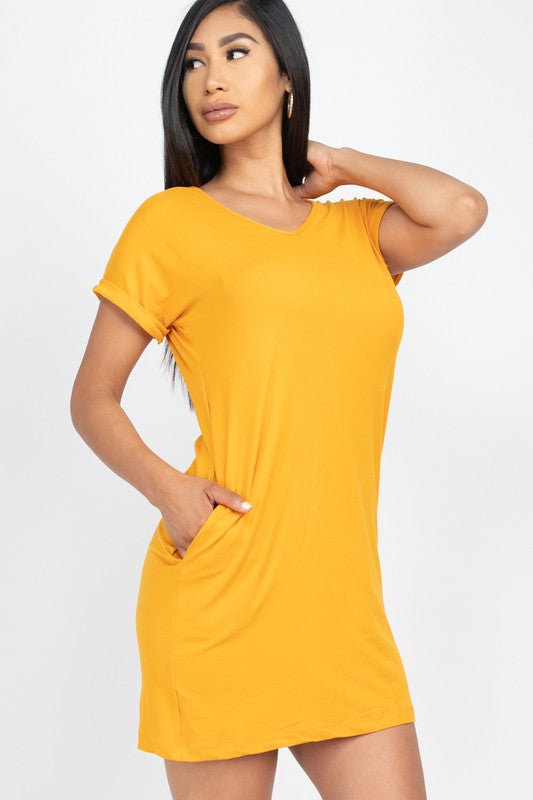 Short Pocket Tee Shirt Dress