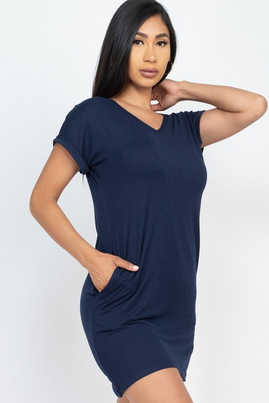 Short Pocket Tee Shirt Dress